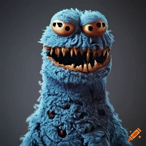 creepy cookie monster|cookie monster terrorizing the city.